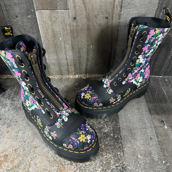 Dr Martens Sinclair Hi Vintage Floral Platform Boots Women US 5 Zip/ Lace Up New - Picture 1 of 15